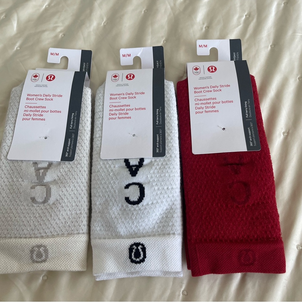 lululemon athletica women’s daily stride boot crew sock size M